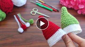 Wow Santa hat keychain Mini Santa Hat handmade crochet christmas gift Christmas decoration.