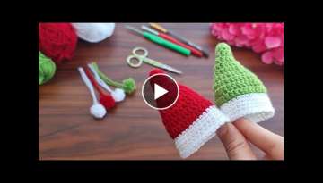 Wow Santa hat keychain Mini Santa Hat handmade crochet christmas gift Christmas decoration.
