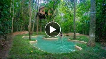 Build The most Beautiful Swimming Pool for Tree House Villa by Ancient Skills