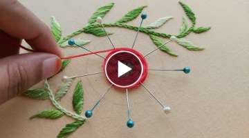 Hand embroidery with pins |very easy flower design with pins
