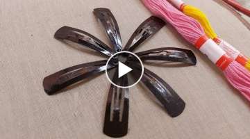 Hand embroidery with new trick|superrrrrrr easy flower design