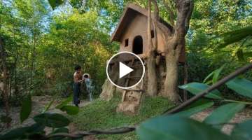 Build the Most Beautiful Rainforest Treehouse Lodge In Deep Jungle