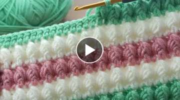 Great very easy colorful crochet filled baby blanket model online tutorial