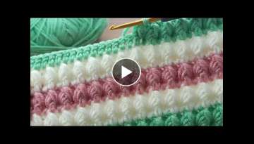 Great very easy colorful crochet filled baby blanket model online tutorial