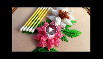 3D flower design with amazing trick|hand embroidery|latest flower design