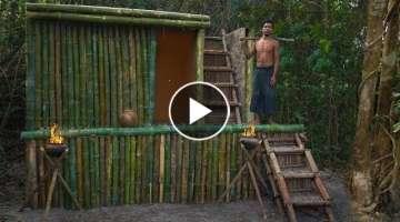 Build incredible Bamboo Mud Villa House in Deep Jungle without tool by Jungle Survival