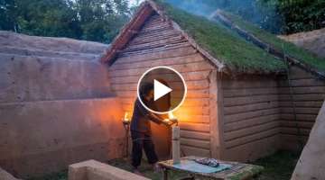 She Builds The Most Beautiful Underground Grass Roof House using Ancient skills