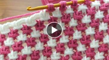 very easy two-color Tunisian crochet vest blanket shawl model online narration