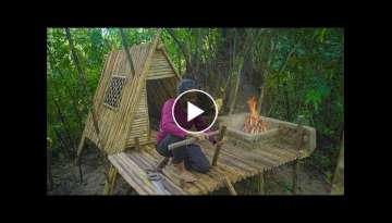 Amazing Girl Build Log Cabin House Alone In the Wild, Amazing Girl Building Skills