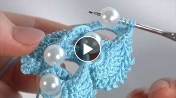 Adorable BEAUTY crochet /Gentle 3D Crochet RIBBON with BEADS /Author's Crochet Idea