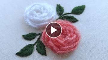 Woolen flower design|hand embroidery