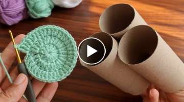 Very Nice İdea!Look what I made from the toilet paper roll we threw in the trash TREND CROCHET �...