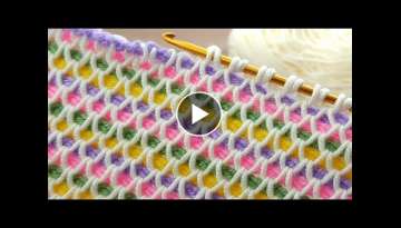 Amazing Very easy Colorful Tunisian crochet pattern expression#tunisiancrochet