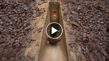 Build Secret Underground Slide Tunnel Villa in Deep Jungle by Ancient Skills