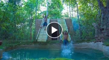 Build The Most Amazing Jungle Villa Swimming Pool with Double Bamboo Water Slides