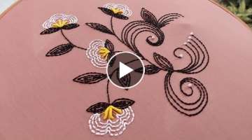 Back stitch tutorial flower design|pillow cover kadhai design