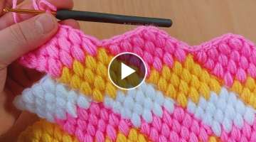 Farklı teknikte harika lif bebek battaniya modeli Süper easy crochet knitting baby blanket