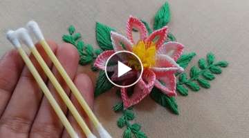 Beautiful flower design with earbuds |super easy flower design with new trick
