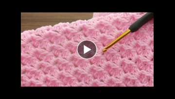 Amazing pink color Very easy crochet filled pistachio baby blanket model online tutorial