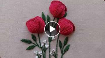 3D hand embroidery with simple trick|most beautiful flower design with easy trick