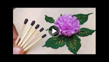 Amazing hand embroidery flower design trick with matchbox stick|super easy flower design trick