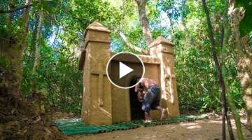 Build the Most Beautiful Twin Towers Temple Villa in Deep Jungle by Ancient skills