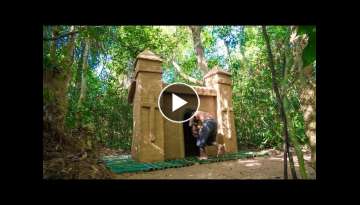 Build the Most Beautiful Twin Towers Temple Villa in Deep Jungle by Ancient skills