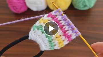 Wow!Rainbow Tunisia Knitting was great Let's knit together and give a gif 