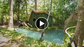 Build the Most Beautiful Bamboo Villa Swimming Pool in Deep Jungle by Ancient Skills