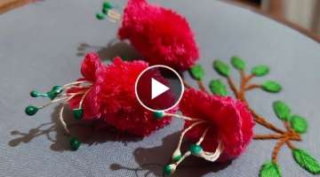 Beautiful flower design with new trick|super easy hand embroidery