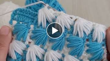 Super Easy 3D Crochet Knitting Model - Şahane Tığ işi Yelek Battaniye Lif Modeli