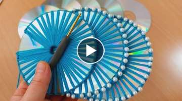 how to make crochet napkin holder with cd /tığ işi dahi bir fikir